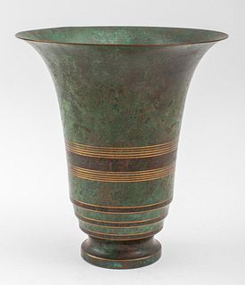 Carl Sorensen Art Deco Bronze Trumpet Vase