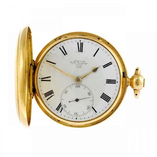 A full hunter pocket watch by J. McCabe. 18ct yellow gold case, hallmarked London 1826. Signed key w