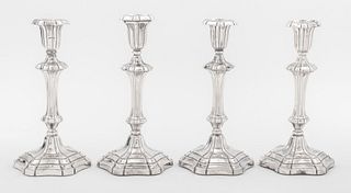 George V George II-Style Silver Candlesticks, 4