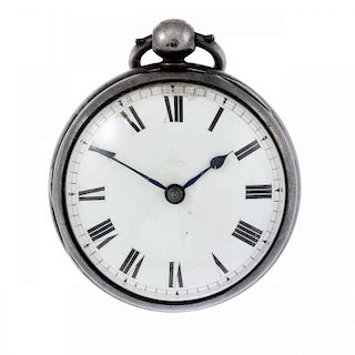 An open face pocket watch by Allam. Silver case, hallmarked London 1820. Signed key wind full plate