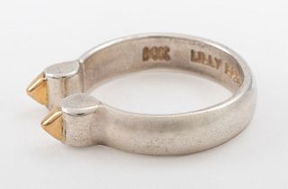 Lilly Barrack Silver & 14K Yellow Gold Modern Ring