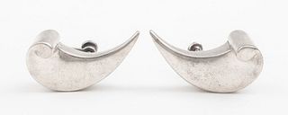 Antonio Pineda Taxco Silver Concave Earrings