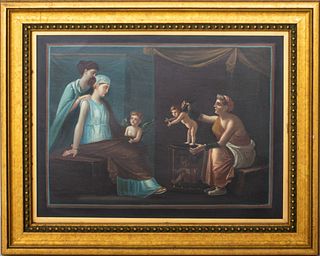 After Roman Fresco "The Cupid-Seller" Oil on Paper