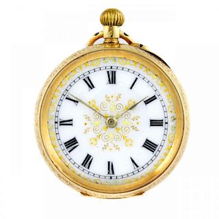An open face pocket watch. 18ct yellow gold case, import hallmarked London 1927. Numbered 344033. Un