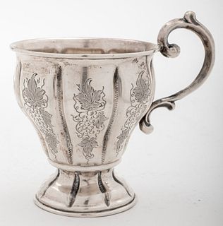 Peruvian Engraved Silver Cup, 19th c