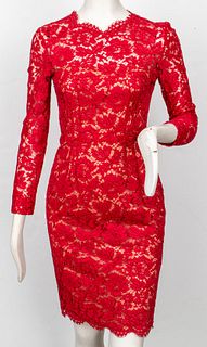 Vintage Valentino Red Lace Overlay Dress