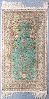 Persian Kashan Silk Pictorial Prayer Rug