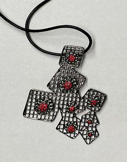 Gemstone King Zigi Line Irregular Checkerboard Necklace