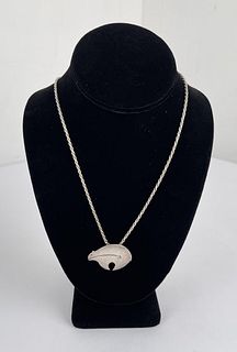 Zuni Bear Sterling Silver Necklace