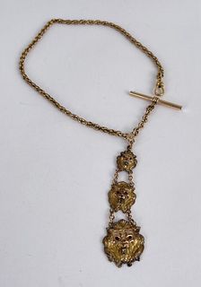 Victorian Gold Filled Lion Pocket Watch Fob