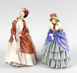Two Royal Doulton figures, hand entitled and numbered 'The Paisley Shawl HN1392', and 'A Victorian L