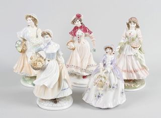 A group of Royal Worcester figurines. Comprising ‘Fruit Picking’, ‘Market Day’, ‘Baker’s Wife’ and ‘
