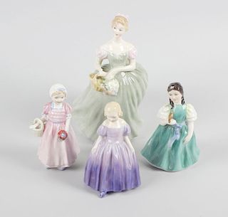 A group of four Royal Doulton figures, comprising 'Clarissa' HN2345, 'Tinkerbell' HN1677, 'Marie' HN
