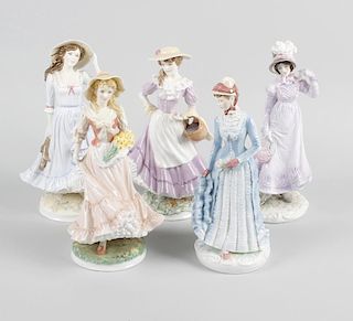 A group of Royal Worcester figurines, comprising ‘1818: The Regency’ 911/9500 and ‘1830: The Romanti
