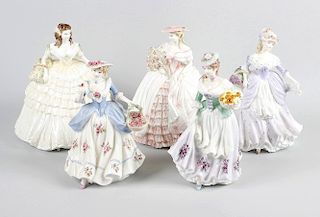 Nine Coalport figurines, comprising ‘Tris’, ‘Lily’, ‘Carnation’ and ‘Rose’, all 2506/12500 from ‘The