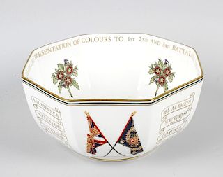 A Wedgwood Light Infantry commemorative bowl, produced for The Light Infantry 1991, decorated with t