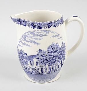 An Old English Staffordshire porcelain jug, made for the 'Old Talbot Tavern', decorated with tavern