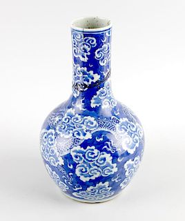 A large Chinese porcelain blue and white bottle vase. Qing Dynasty, probably early 19th century. Dec