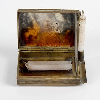 A 19th century brass and agate paneled “Go to bed”, the hinged cover lifting to reveal a storage are