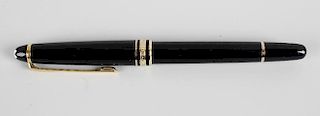 A Montblanc Meisterstuck fountain pen, having black resin body, gold coloured banding and Montblanc