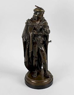 A good 19th century Belgian bronze figure, probably Baillieu & Pepe, modelled as Hamlet wearing long