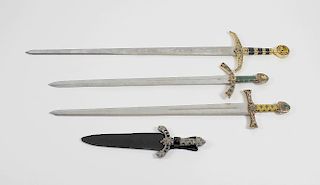 Four Marto Toledo replica swords and knives, to include Pinz Eisenherz sword, Robin of Locksley, Ear