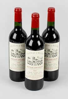 Vintage wine: Twelve bottles of Chateau l'Eglise St. Emilion 2002, 12.5% ABV, (12).