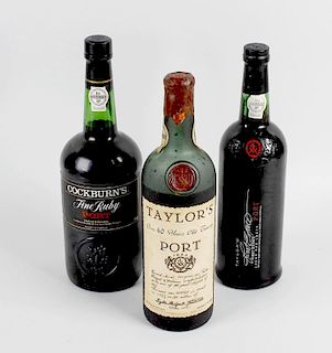 A box containing a mixed selection of port, to include Taylors, Martha's, Sandeman, etc. (8).