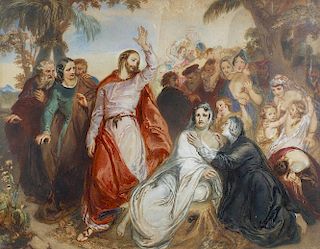 Eliza Sharpe (1796-1874)'Christ Raising the Widow's Sons'PastelsUnsigned with detailed paper labels