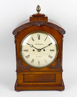A second quarter 19th century mahogany twin fusee bracket clockThe 8-inch cream-painted convex Roman