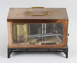 A late 19th/early 20th century baro-thermograph, A.G. Thornton Ltd., within glazed rectangular coppe