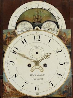 An early 19th century mahogany cased eight day painted dial longcase clock, W. Underhill Newport, th