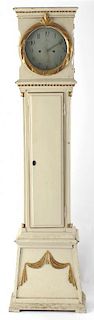 A 19th century cream-painted 8-day longcase clockProbably SwedishThe 11-inch white convex circular d