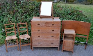 Heals of London limed oak chest of drawers,with two short over three long drawers,   Heals single b