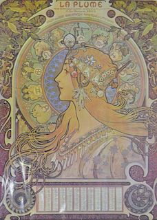 Alphonse Mucha, Czech (1860-1939) - Pricezna Hyacinta and La Plume, coloured prints in mounts, signe