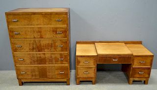Heals walnut dressing table and a matching Heals chest of drawers.