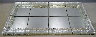 Large mirror in eight sections, with mosaic mirrored glass border, 244 cm x 124 cm, each section a