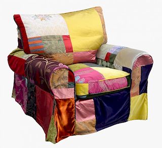 Squint patchwork armchair, with loose cushions, and cover,  width 90 cmNote: VAT payable on the hamm