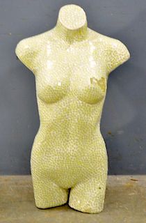 Modern plaster lamp in the form of a female torso with mosaic decoration 78cm
