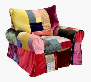 Squint patchwork armchair, with loose cover and cushions,  width 90 cmNote: VAT payable on the hamme