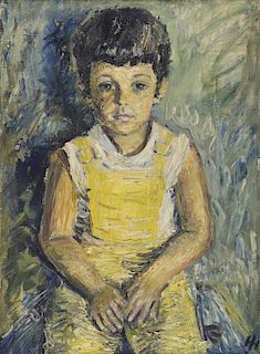 1970's, study of a seated boy, monogrammed 'HH', oil on canvas, 65cm x 47cm,