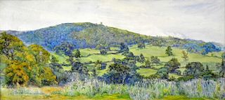 Frank Harper, 1878-1929 British, 'Bredon Hill', watercolour, 22cm x 50cm,Provenance: Helios Gallery.