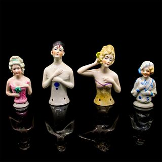 4pc Vintage Porcelain Half Doll Lady Figures