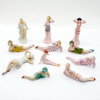 11pc Vintage Art Deco Ceramic Mini Bathing Beauty Figurines