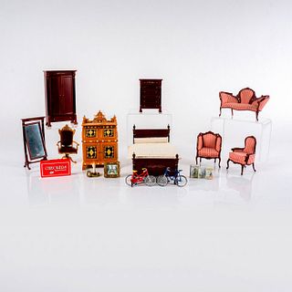 24pc Victorian Dollhouse Miniatures + Book