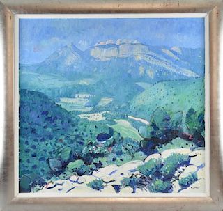 § † § John Kingsley (Scottish b1956)  landscape signed oil on canvas 79cm by 87cm Provenance: Consig