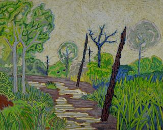 †  Martin Beek (b1958) Impressionistic landscape mixed media monogrammed 19B98, 48cm by 62cmProvenan