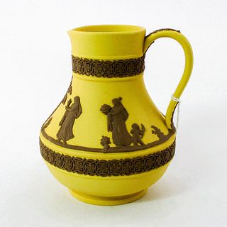 Wedgwood Cane Yellow and Taupe Brown Jasperware Etruscan Jug