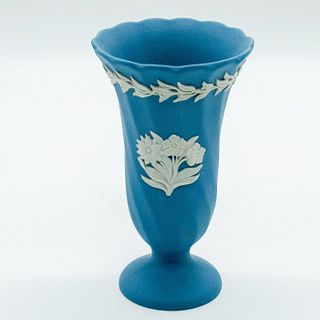 Wedgwood Cream on Pale Blue Jasperware Scalloped Vase