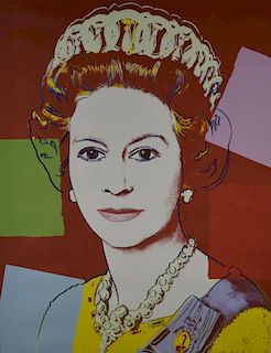 † After Andy Warhol  Print of the Queen with facsimile signature 66cm x 51cm  Provenance: Consigned